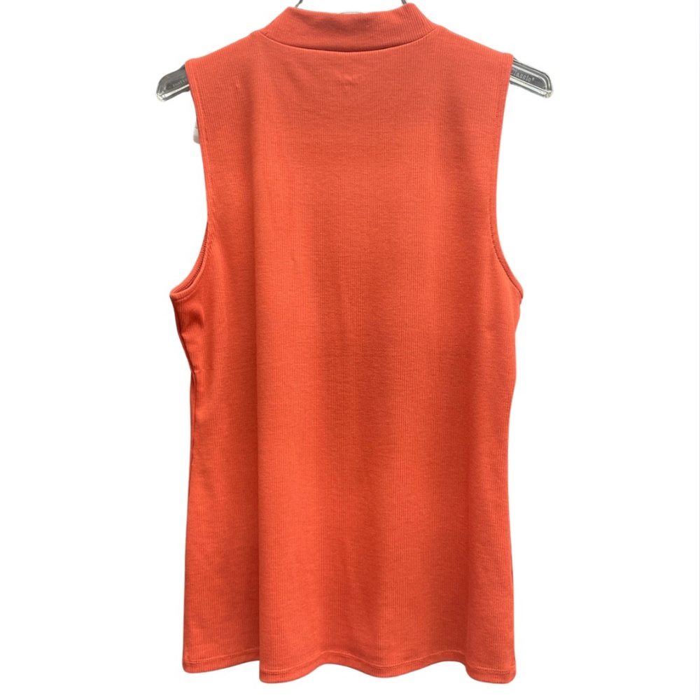 NWT LOFT Orange Ribbed Tee with Mandarin Collar Sz XL - Picture 2 of 5